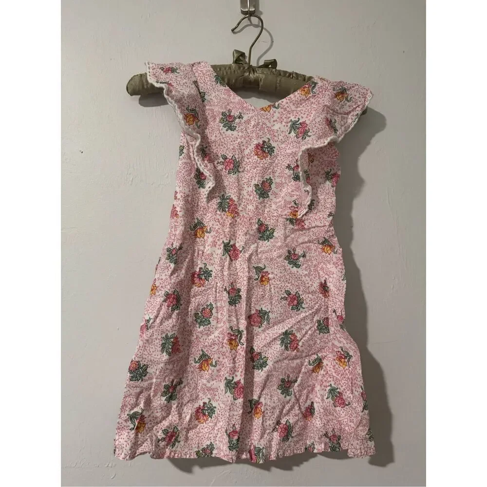 Janie and Jack pink floral ruffle sleeve dress 5
